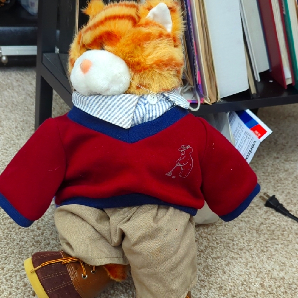 Plush Cat Toy in Red Sweater